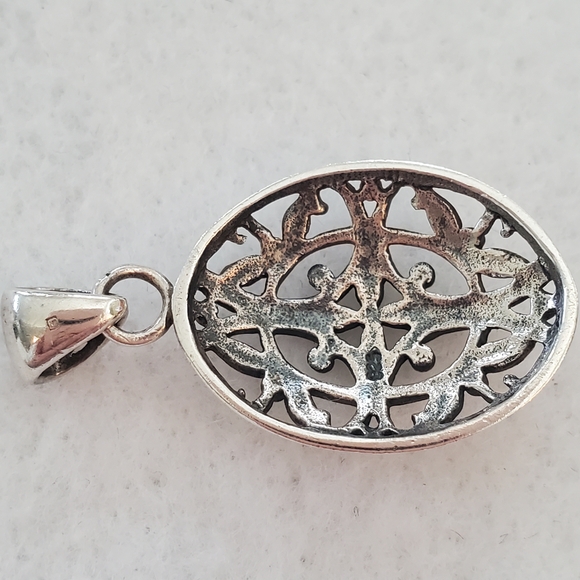 Sterling Silver Filigree Faith Pendant Necklace - Picture 4 of 4